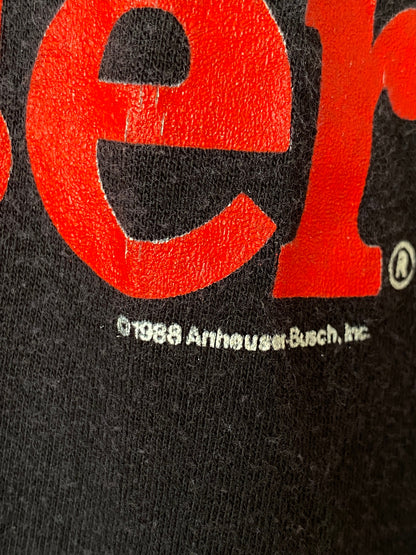 XL. Vintage 50/50 cotton 80s Budweiser T shirt Made In USA-AJ357 Studio