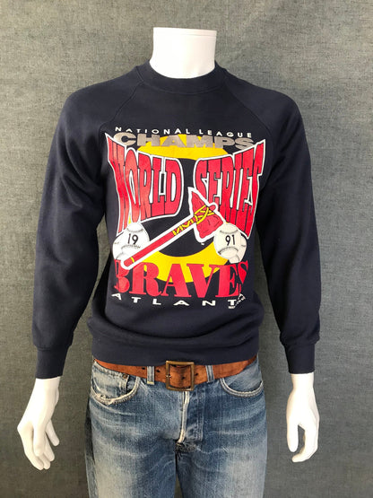 Size Med. 1991 Atlanta Braves world series vintage sweatshirt made in USA-AJ357 Studio