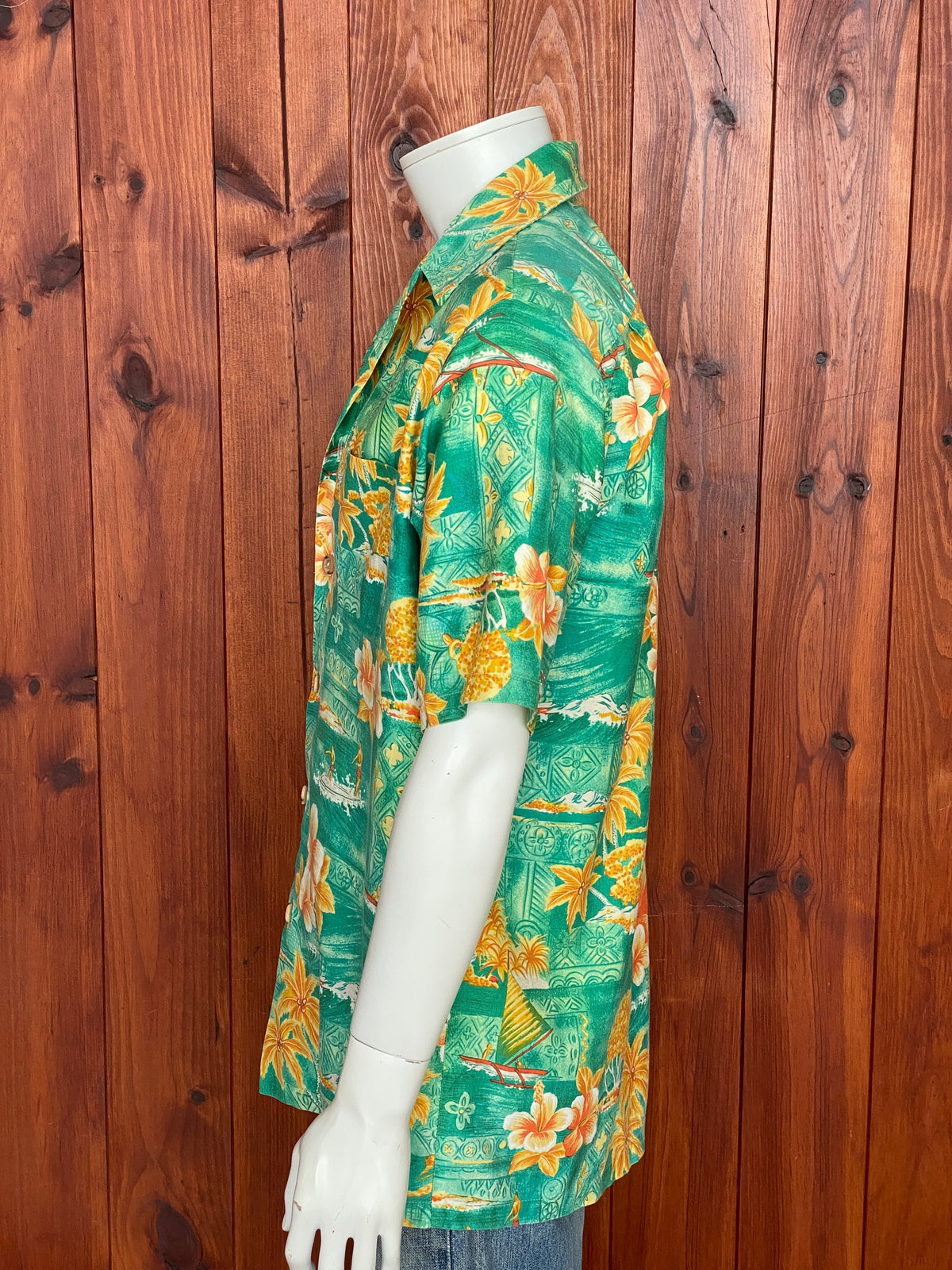 Large tall. Vintage 70s Hawaiian satin cotton shirt-AJ357 Studio