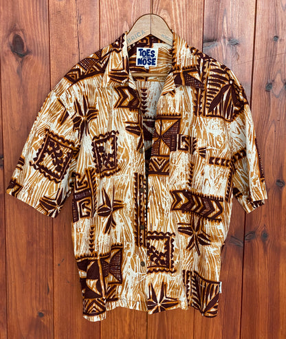 Oversized Medium Size Vintage 90s Hawaiian Cotton Shirt - Retro Island Collectible-AJ357 Studio