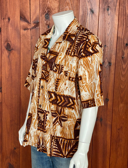 Oversized Medium Size Vintage 90s Hawaiian Cotton Shirt - Retro Island Collectible-AJ357 Studio