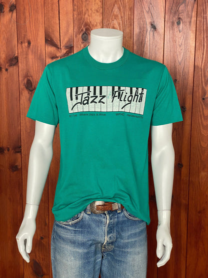 Large. Vintage 50/50 cotton 80s Jazz Flight t shirt Made In USA-AJ357 Studio