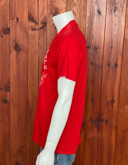 Med. Vintage 50/50 cotton 80s Fire Dept T-shirt Made In USA-AJ357 Studio