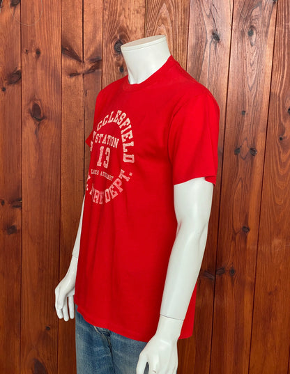 Med. Vintage 50/50 cotton 80s Fire Dept T-shirt Made In USA-AJ357 Studio