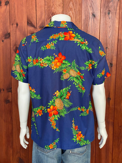 Large Vintage 80s Hawaiian Cotton Shirt Made in Hawaii | Retro Island Style-AJ357 Studio