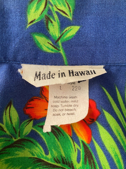 Large Vintage 80s Hawaiian Cotton Shirt Made in Hawaii | Retro Island Style-AJ357 Studio