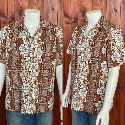 Large Vintage 80s Hawaiian Thin Cotton Shirt Made in Hawaii | Retro Island Fashion-AJ357 Studio