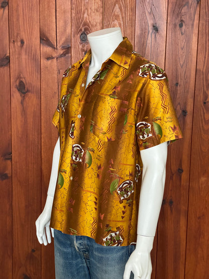Medium Size Vintage 90s Hawaiian Satin Cotton Shirt - Retro Tropical Collectible-AJ357 Studio