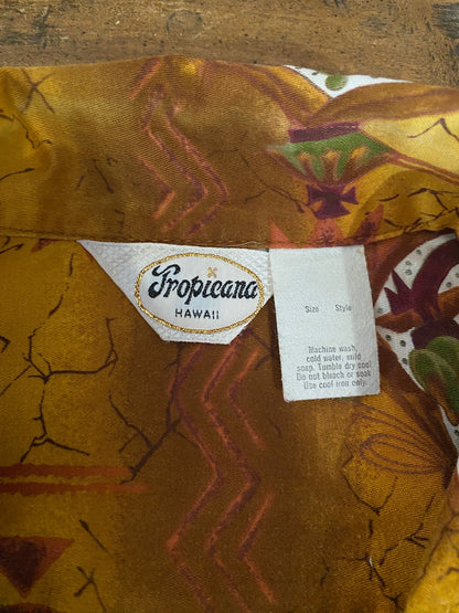 Medium Size Vintage 90s Hawaiian Satin Cotton Shirt - Retro Tropical Collectible-AJ357 Studio