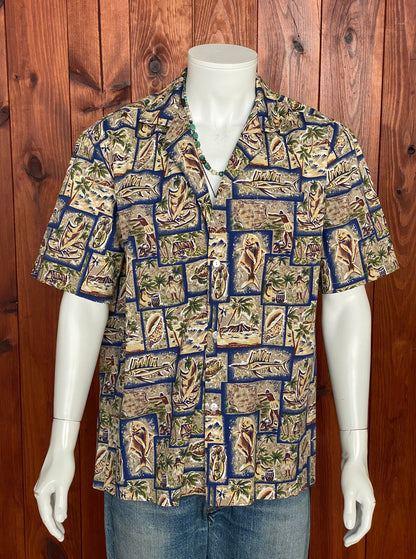 Large Vintage 80s Hawaiian Thin Cotton Shirt | Retro Island Style-AJ357 Studio