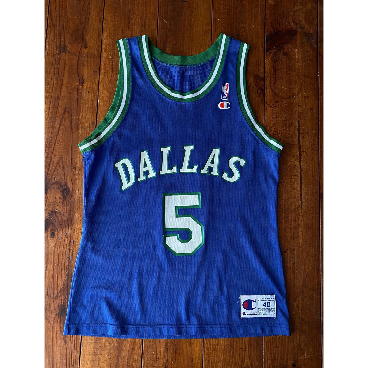 Size 40. VTG 90s NBA Champion Dallas #5 Kidd jersey Made In USA-AJ357 Studio