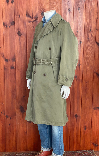 Medium Regular Authentic US Army 50s Trench Coat | Classic Military Outerwear-AJ357 Studio
