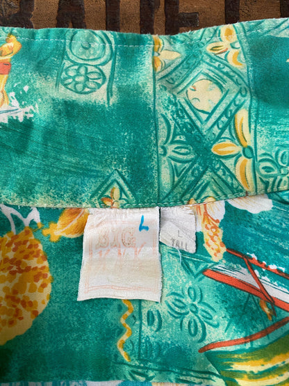 Large tall. Vintage 70s Hawaiian satin cotton shirt-AJ357 Studio