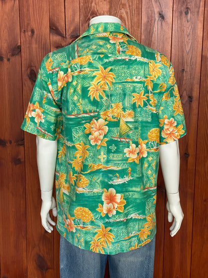 Large tall. Vintage 70s Hawaiian satin cotton shirt-AJ357 Studio