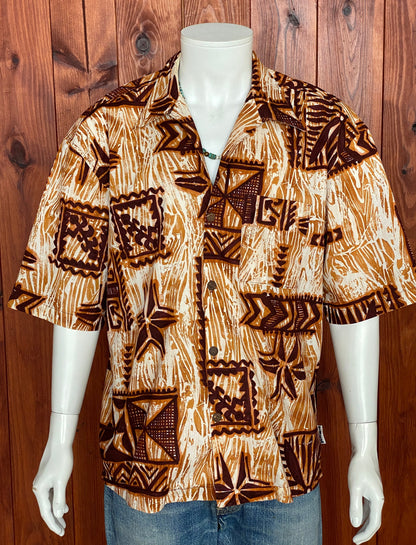 Oversized Medium Size Vintage 90s Hawaiian Cotton Shirt - Retro Island Collectible-AJ357 Studio