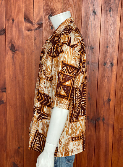 Oversized Medium Size Vintage 90s Hawaiian Cotton Shirt - Retro Island Collectible-AJ357 Studio