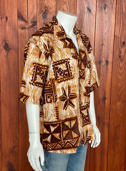 Oversized Medium Size Vintage 90s Hawaiian Cotton Shirt - Retro Island Collectible-AJ357 Studio