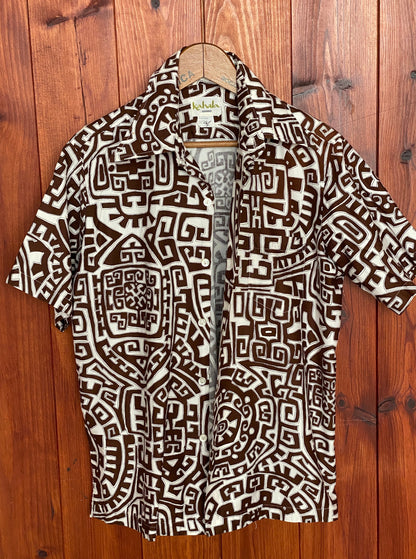 Large. Vintage 70s Hawaiian satin cotton shirt-AJ357 Studio