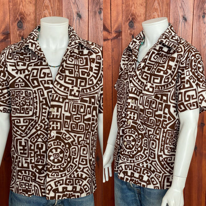 Large. Vintage 70s Hawaiian satin cotton shirt-AJ357 Studio