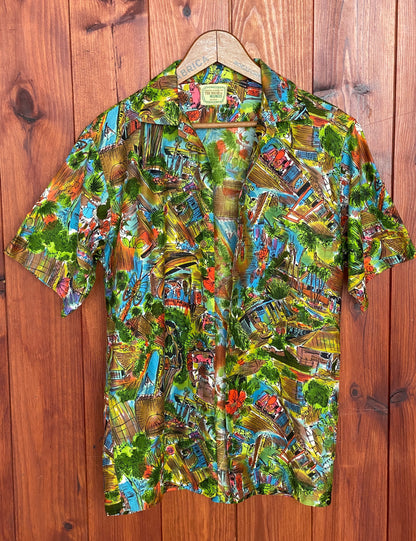 Large. Vintage 70s Hawaiian satin cotton shirt-AJ357 Studio