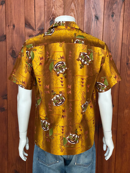 Medium Size Vintage 90s Hawaiian Satin Cotton Shirt - Retro Tropical Collectible-AJ357 Studio