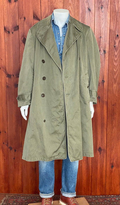 Medium Regular Authentic US Army 50s Trench Coat | Classic Military Outerwear-AJ357 Studio