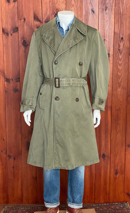 Medium Regular Authentic US Army 50s Trench Coat | Classic Military Outerwear-AJ357 Studio