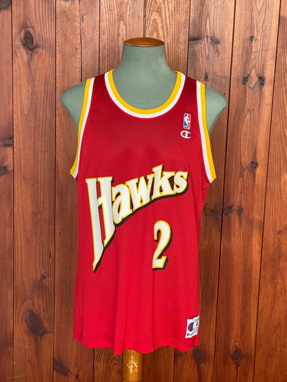 Size 48 Stacey Augmon #2 Hawks 90s Vintage NBA Jersey | Made by Champion in USA-AJ357 Studio
