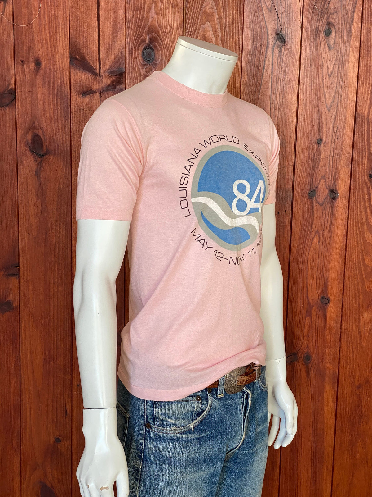 Med. Vintage 50/50 cotton Louisiana expo 1984 T-shirt Made In USA-AJ357 Studio