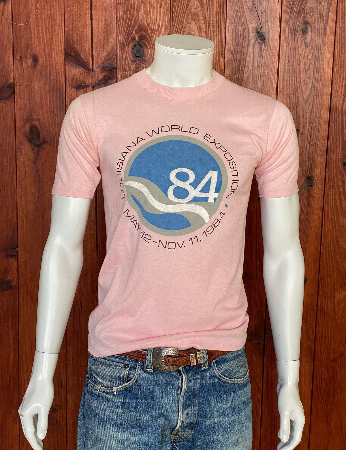 Med. Vintage 50/50 cotton Louisiana expo 1984 T-shirt Made In USA-AJ357 Studio