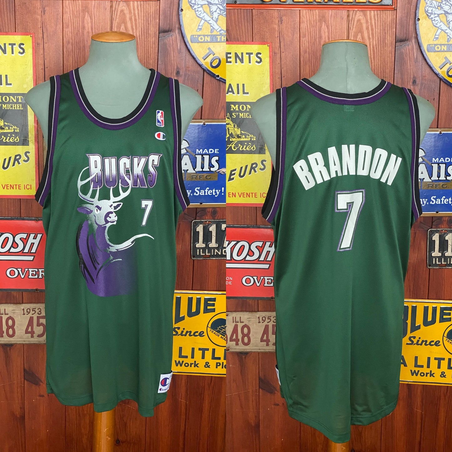 Vintage Bucks NBA #7 Brandon Champion Jersey - Size 52 | Classic Basketball Memorabilia