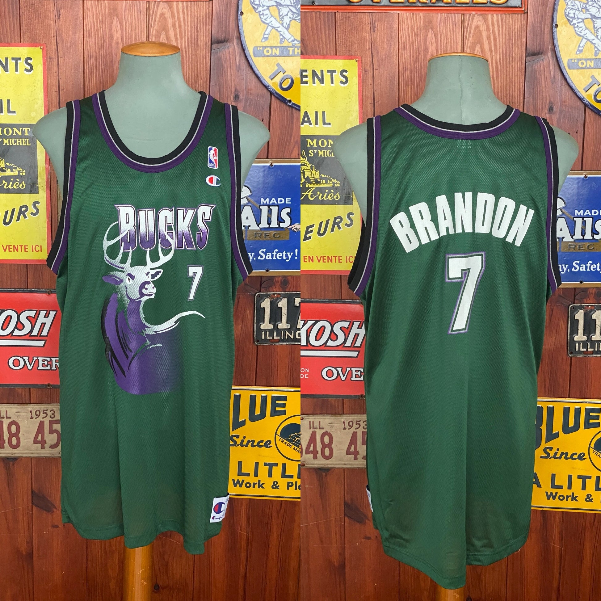 Vintage Bucks NBA #7 Brandon Champion Jersey - Size 52 | Classic Basketball Memorabilia