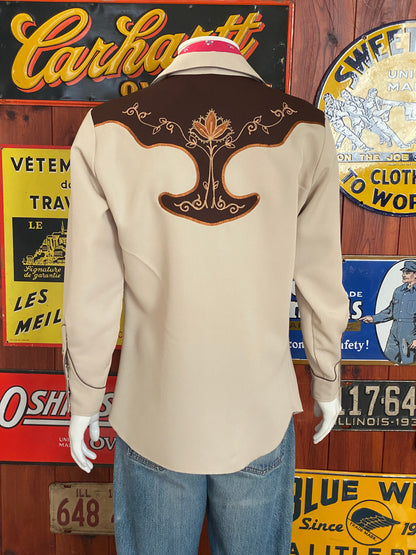 Size Med. Vintage 70s embroidered H Bar C western shirt-AJ357 Studio