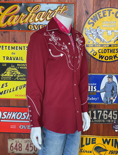 Size Small. Vintage 70s embroidered H Bar C western shirt-AJ357 Studio
