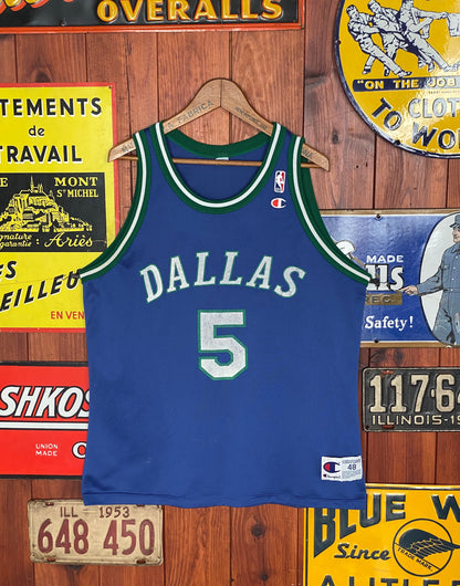 Size 48. 90s Vintage Dallas #5 Jason Kidd NBA Jersey - Made by Champion-AJ357 Studio