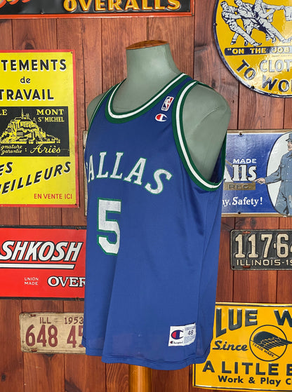 Size 48. 90s Vintage Dallas #5 Jason Kidd NBA Jersey - Made by Champion-AJ357 Studio