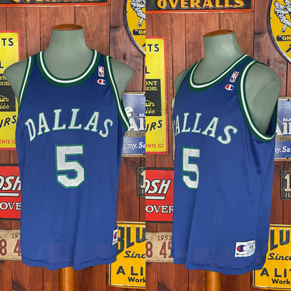 Size 48. 90s Vintage Dallas #5 Jason Kidd NBA Jersey - Made by Champion-AJ357 Studio