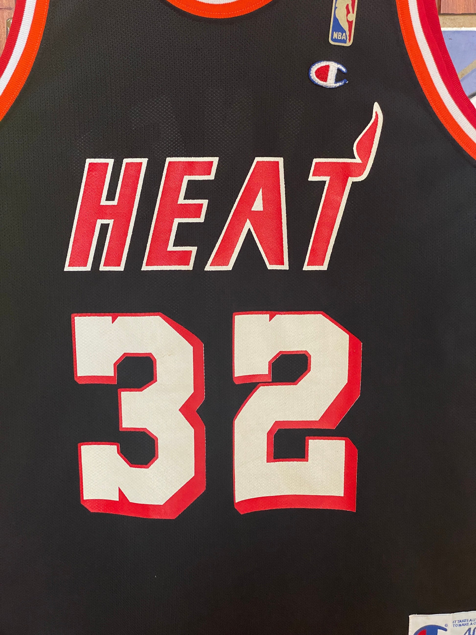 Vintage 90s Harold Miner NBA Jersey #32 Miami Heat - Size 40, Made in USA by Champion