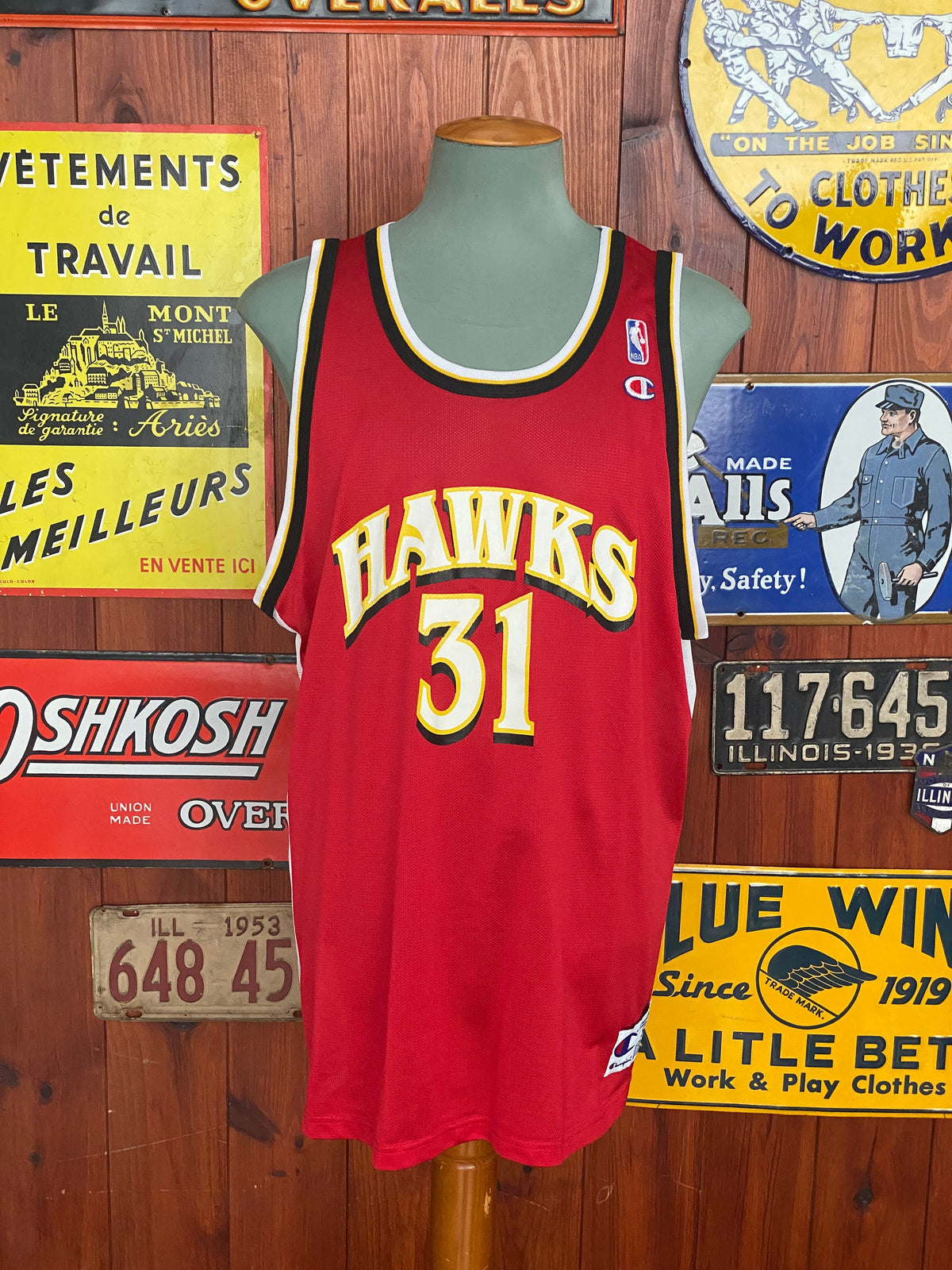 Vintage 90s Hawks Terry #31 NBA Jersey - Size 52 | Made by Champion-AJ357 Studio