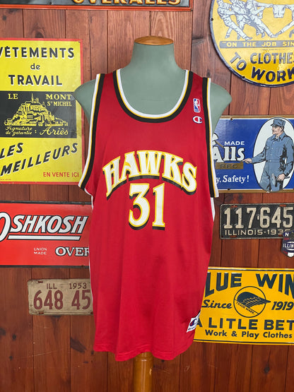 Vintage 90s Hawks Terry #31 NBA Jersey - Size 52 | Made by Champion-AJ357 Studio