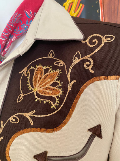 Size Med. Vintage 70s embroidered H Bar C western shirt-AJ357 Studio