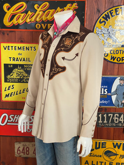Size Med. Vintage 70s embroidered H Bar C western shirt-AJ357 Studio