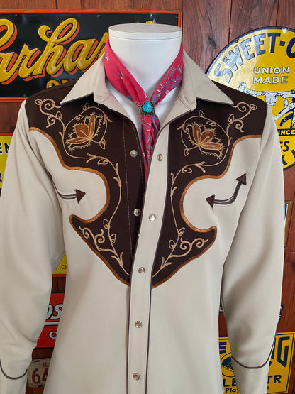 Size Med. Vintage 70s embroidered H Bar C western shirt-AJ357 Studio
