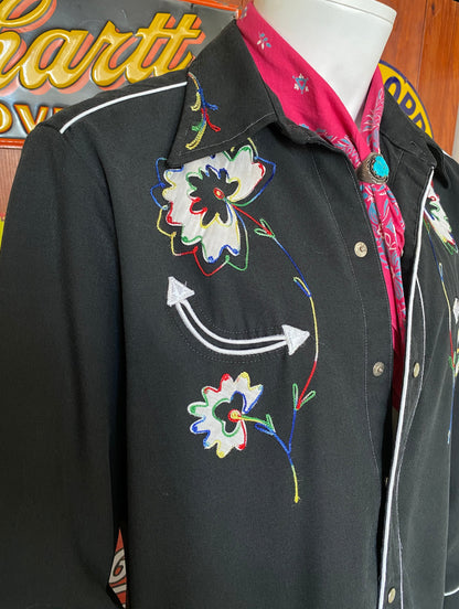 Size Med/Large. Vintage 70s embroidered H Bar C western shirt-AJ357 Studio