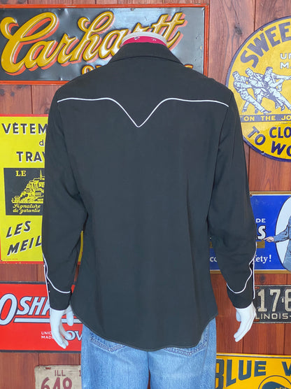 Size Med/Large. Vintage 70s embroidered H Bar C western shirt-AJ357 Studio