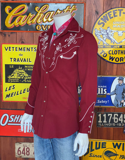 Size Small. Vintage 70s embroidered H Bar C western shirt-AJ357 Studio