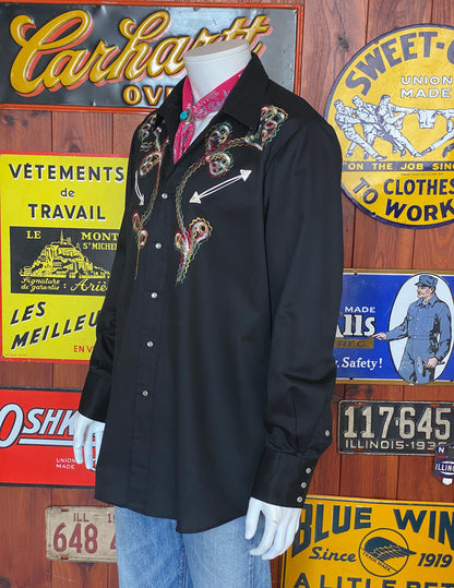 Size XL. Vintage 70s embroidered Sears western shirt-AJ357 Studio