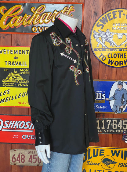 Size XL. Vintage 70s embroidered Sears western shirt-AJ357 Studio