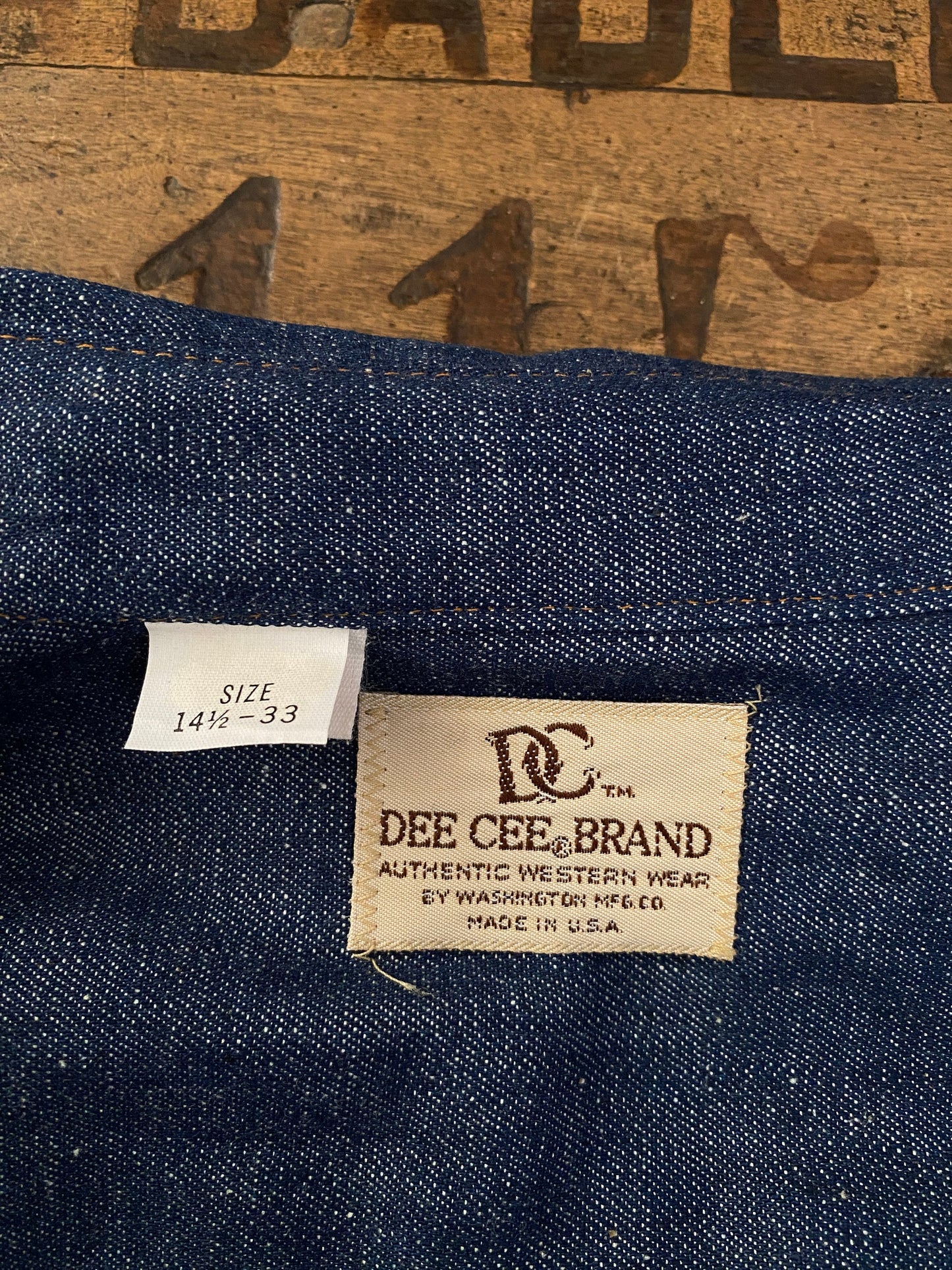 Size Small. Dee Cee 70s denim shirt New Old stock made in USA